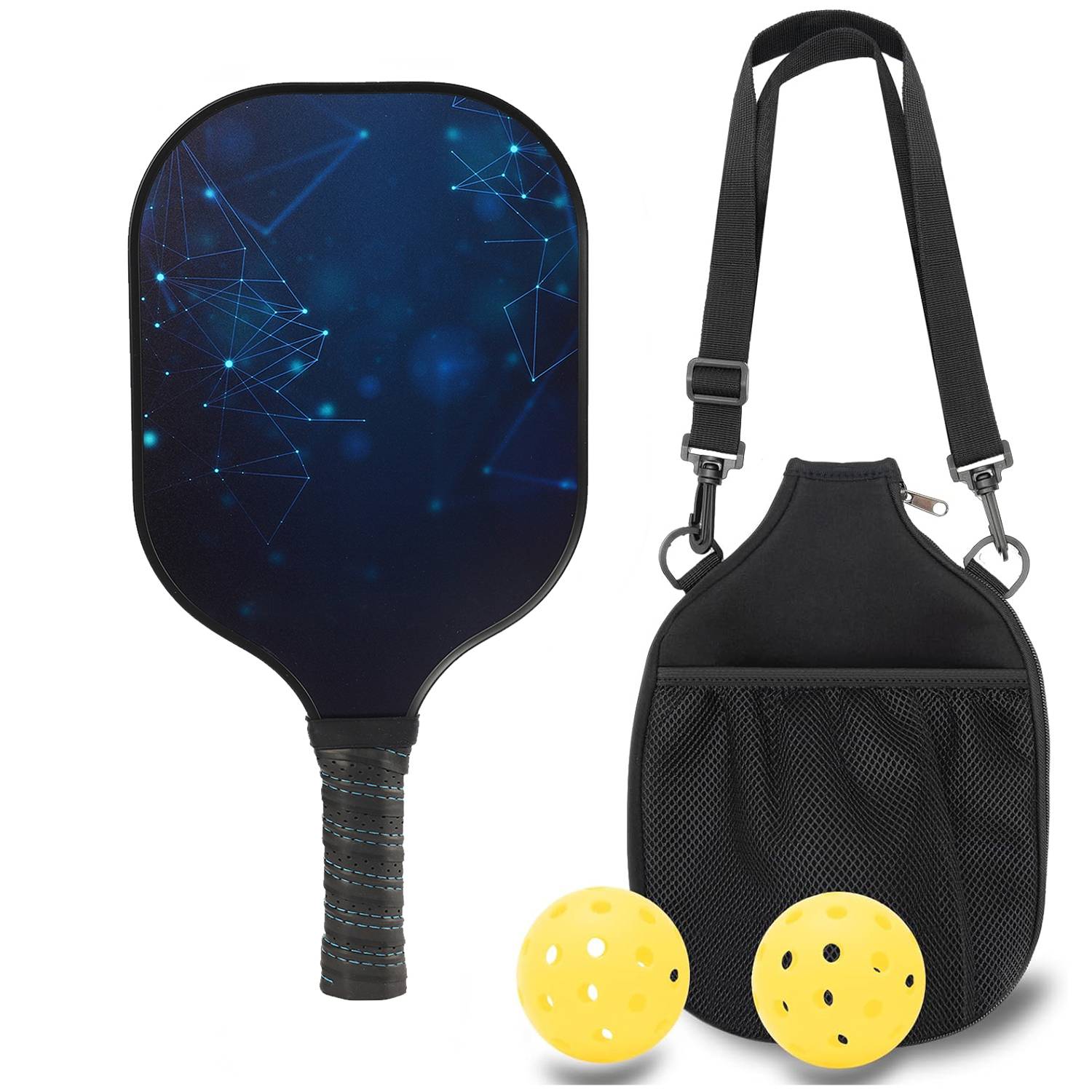 Carbon fiber [Starry Sky Blue] single+single -shot backpack+2 40 -hole outdoor balls
